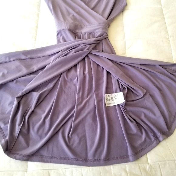 ESPRIT Lilac Sleeveless V-Neck Stretchy Wrap Dress Size M - Picture 7 of 11